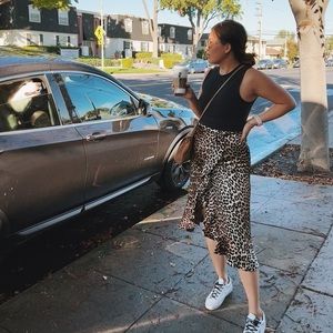 GANNI leopard print high-waisted skirt